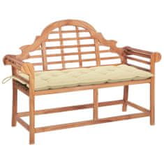 Greatstore Zahradní lavice s krémově bílou poduškou 120 cm masivní teak