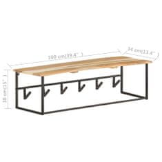 Vidaxl Věšák s živou hranou 100 x 34 x 38 cm masivní akáciové dřevo