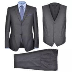 Greatstore Pánský třídílný business oblek antracitově šedý vel. 56