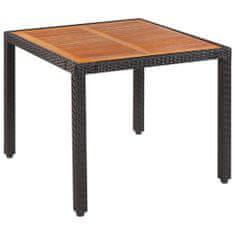 Greatstore Zahradní stůl 90x90x75 cm polyratan a masivní akáciové dřevo