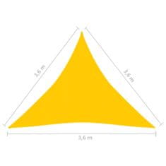 Greatstore Stínicí plachta 160 g/m2 žlutá 3,6 x 3,6 x 3,6 m HDPE