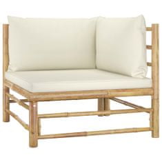 Greatstore 3dílná zahradní sedací souprava + krémově bílé podušky bambus