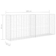 Greatstore Gabionový koš pozinkovaná ocel 85 x 30 x 200 cm stříbrný