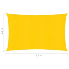 Greatstore Stínící plachta 160 g/m2 žlutá 2,5 x 4,5 m HDPE