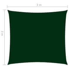 Greatstore Stínící plachta oxfordská látka čtvercová 3 x 3 m tmavě zelená