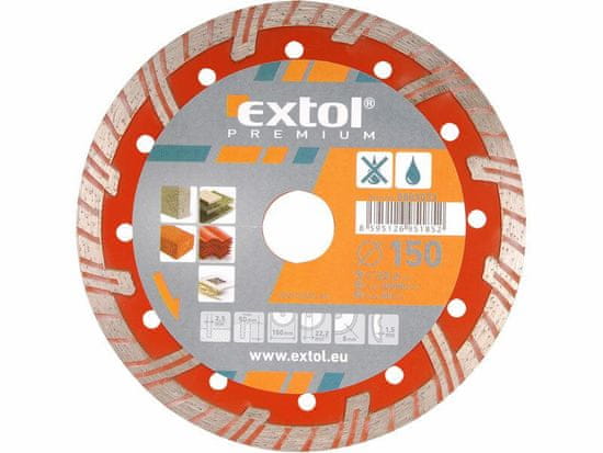 Extol Premium Kotouč diamantový řezný turbo plus, 180x22,2mm, suché i mokré řezání