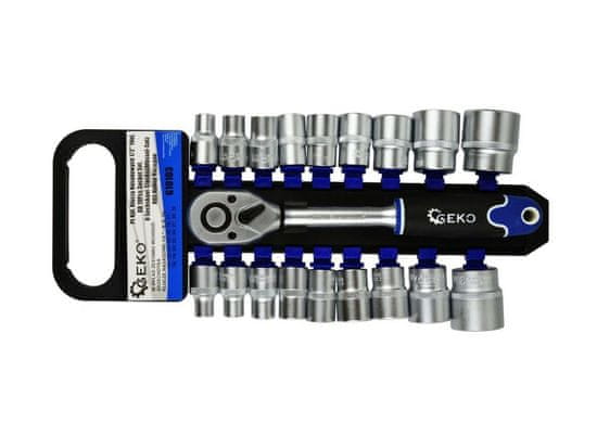 GEKO Hlavice nástrčné + ráčna 1/2", sada 19ks, 8-32 mm, CrV ocel