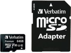 Verbatim MicroSDXC 64GB (Class 10) + SD adaptér (44084)