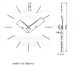 Nomon Designové nástěnné hodiny Nomon Merlin Walnut 155cm