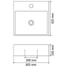 Vidaxl Umyvadlo otvor na baterii keramické bílé 60,5x42,5x14,5 cm