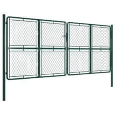 Greatstore Zahradní brána ocel 400 x 150 cm zelená