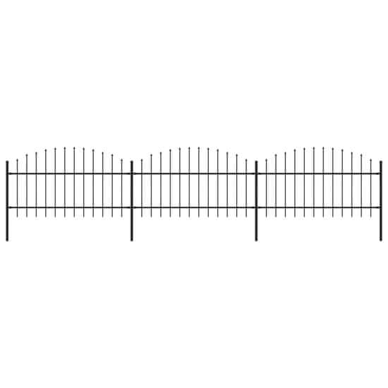 Greatstore Zahradní plot s hroty ocel (1–1,25) x 5,1 m černý