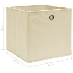 Greatstore Úložné boxy 4 ks krémové 32 x 32 x 32 cm textil