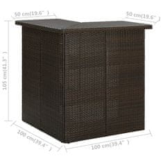 Greatstore Rohový barový stolek hnědý 100 x 50 x 105 cm polyratan