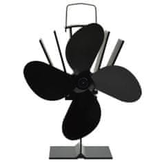 Greatstore Teplem poháněný ventilátor na kamna 4 lopatky černý