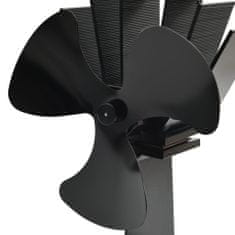 Greatstore Teplem poháněný ventilátor na kamna 3 lopatky černý