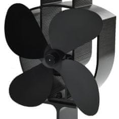 shumee Teplem poháněný ventilátor na kamna 4 lopatky černý