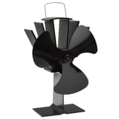 Greatstore Teplem poháněný ventilátor na kamna 3 lopatky černý