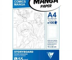 Clairefontaine Papíry na ilustraci manga bílé s děleným rámečkem (55g/m2