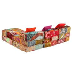 Greatstore 3místný modulární pouf patchwork textil