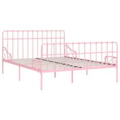 Greatstore Rám postele s laťkovým roštem růžový kov 180 x 200 cm