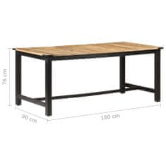 Greatstore Jídelní stůl 180 x 90 x 76 cm masivní hrubé mangovníkové dřevo