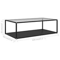 Greatstore Čajový stolek průhledný a černý 120 x 60 x 35 cm tvrzené sklo