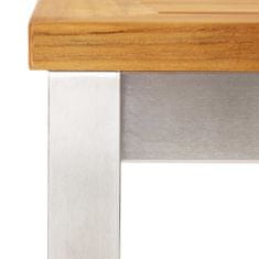 Greatstore Barový stůl 60 x 60 x 105 cm masivní teak a nerezová ocel