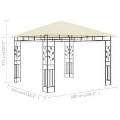 Vidaxl Altán s moskytiérou 3 x 3 x 2,73 m krémový 180 g/m²