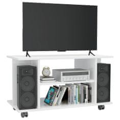 Greatstore TV stolek s kolečky bílý vysoký lesk 80x40x40 cm dřevotříska