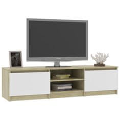 Greatstore TV stolek bílý a dub sonoma 140 x 40 x 35,5 cm dřevotříska