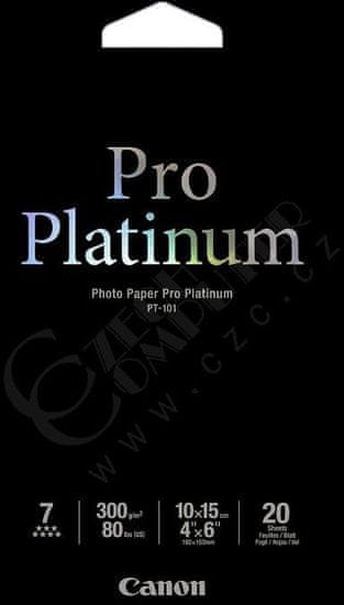 Canon Foto papír Pro Platinum PT-101, 10x15 cm, 20 listů, 300g/m2, lesklý (2768B013)