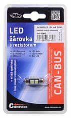 Compass Žárovka 2 SMD LED 12V suf. SV8.5 32mm s rezistorem CAN-BUS ready bílá