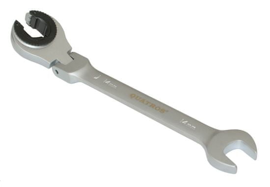 QUATROS Očkoplochý kloubový klíč s ráčnou na převlečné matice, velikost 14 mm