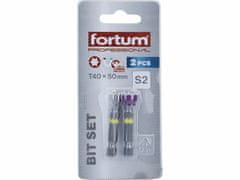 Fortum Hroty sada 2ks TORX s magnetickým kloboučkem, T 40x50mm, S2