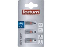 Fortum Hrot plochý sada 3ks, 4x25mm, S2