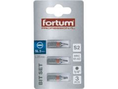 Fortum Hrot plochý sada 3ks, 3x25mm, S2