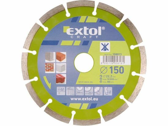 Extol Craft Kotouč diamantový řezný segmentový, 150x22,2mm, suché řezání