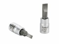 Fortum Hlavice zástrčná šroubovák plochý, 1/4", 7mm, L 37mm, CrV/S2