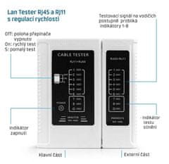 W-STAR W-Star Tester kabelů UTP WS468WH RJ45 RJ12 RJ11 STP Cat5e Cat7 bílá