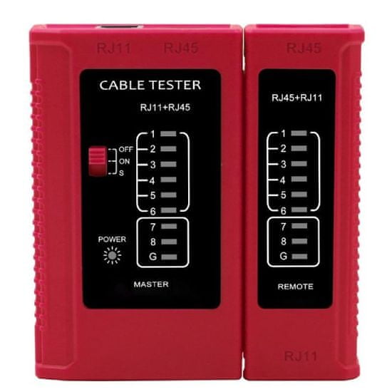 W-STAR W-Star Tester RJ 45 WS468RD RJ45 RJ12 RJ11 STP Cat5e Cat7 červená