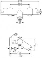 Mexen KAI vanová baterie-termostatická, chrom 77300-00 - MEXEN