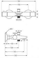 Mexen NOX vanová baterie-termostatická, chrom 77350-00 - MEXEN