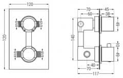 Mexen CUBE spr./vanová baterie-termostatická, chrom 77502-00 - MEXEN