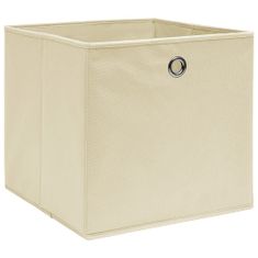 Greatstore Úložné boxy 4 ks krémové 32 x 32 x 32 cm textil