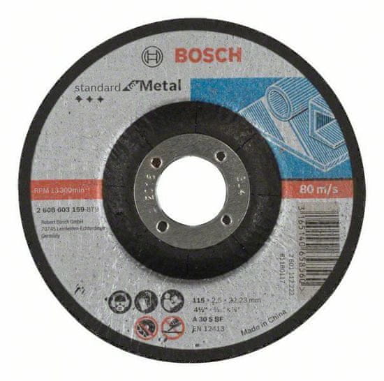 Bosch Dělicí kotouč profilovaný Standard for Metal - A 30 S BF, 115 mm, 22,23 mm, 2,5 mm