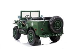 Beneo Elektrické autíčko USA ARMY 4X4, zelené, Třímístné, MP3 Přehrávač se vstupem USB / SD, Odpružené