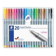 Staedtler Liner "Triplus 334 Box" sada, 20 barev, 0,3mm 334 SB20