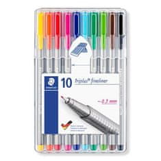 Staedtler Liner "Triplus 334 Box" sada, 10 barev, 0,3mm 334 SB10