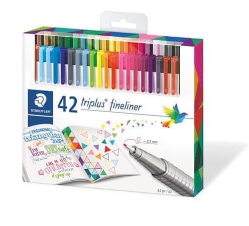 Staedtler Liner "Triplus 334", sada - 42ks, různé barvy, 0,3 mm 334 C42